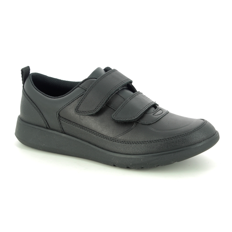 Clarks Scape Flare Y Black leather Kids Boys Shoes 4940-96F
