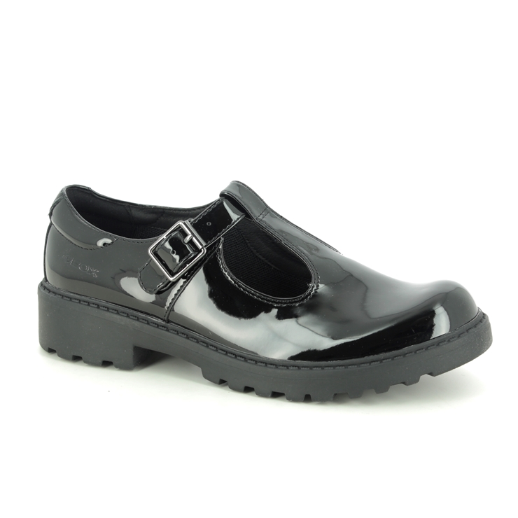 Geox Casey T Bar Black patent Kids girls school shoes J8420E-C9999