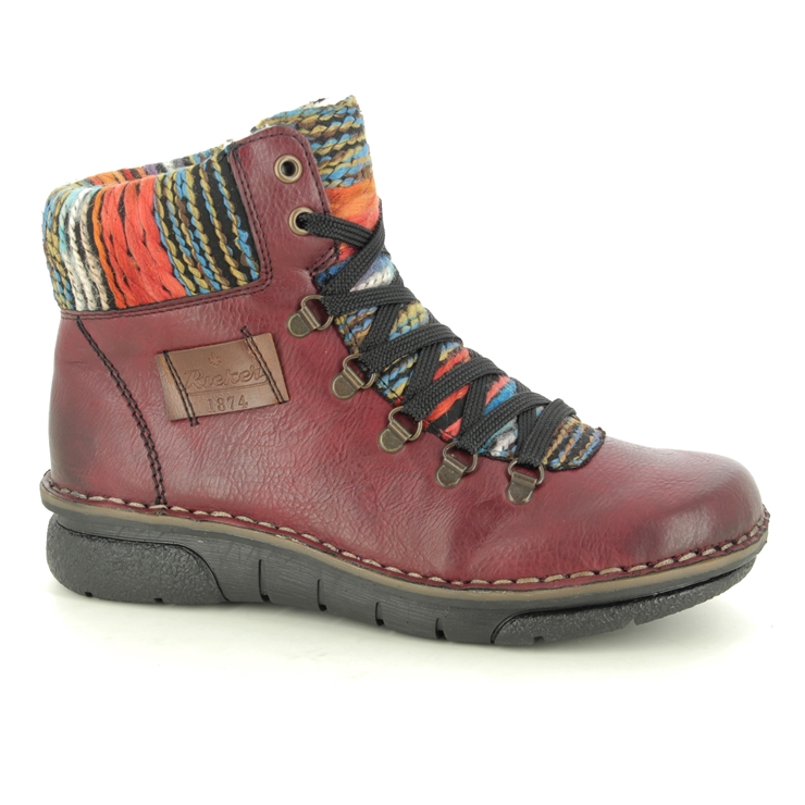 Rieker Wine Lace Up Boots