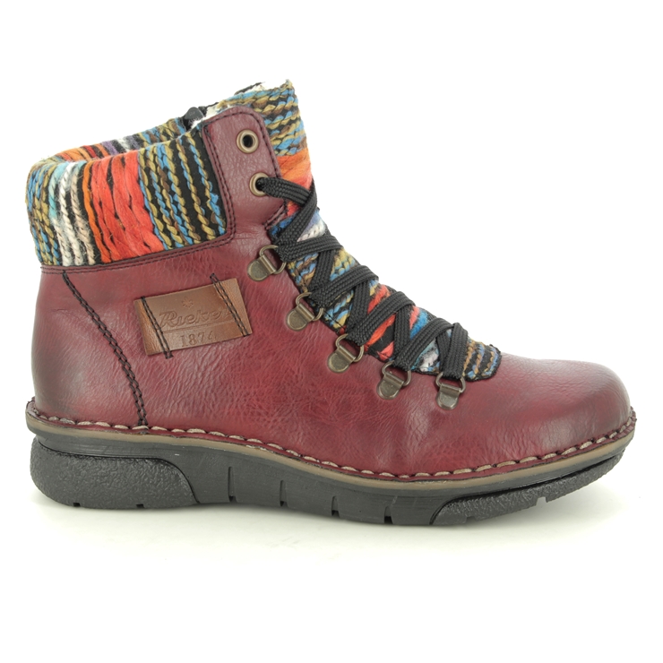 Rieker Wine Lace Up Boots