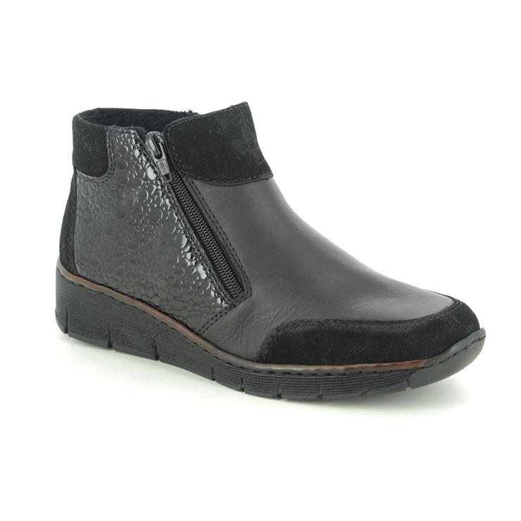Rieker 53782-00 Black leather Ankle Boots