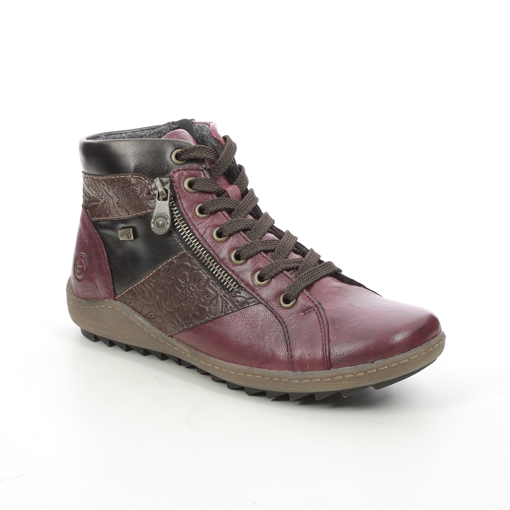 Remonte R1497-35 Ziginzip Tex Red leather Womens Lace Up Boots