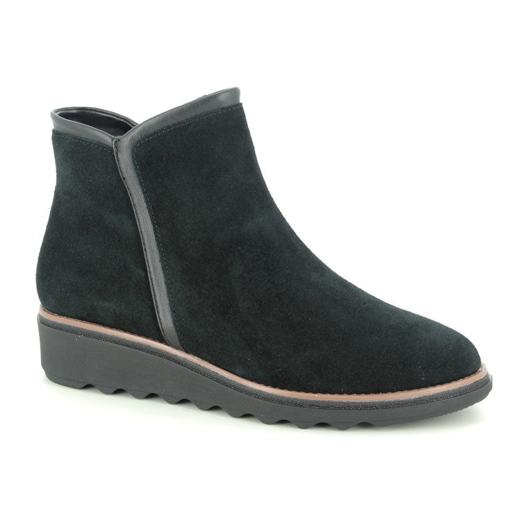 clarks black suede wedge boots