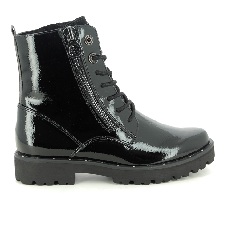 Marco Tozzi Verda Black patent Up Boots