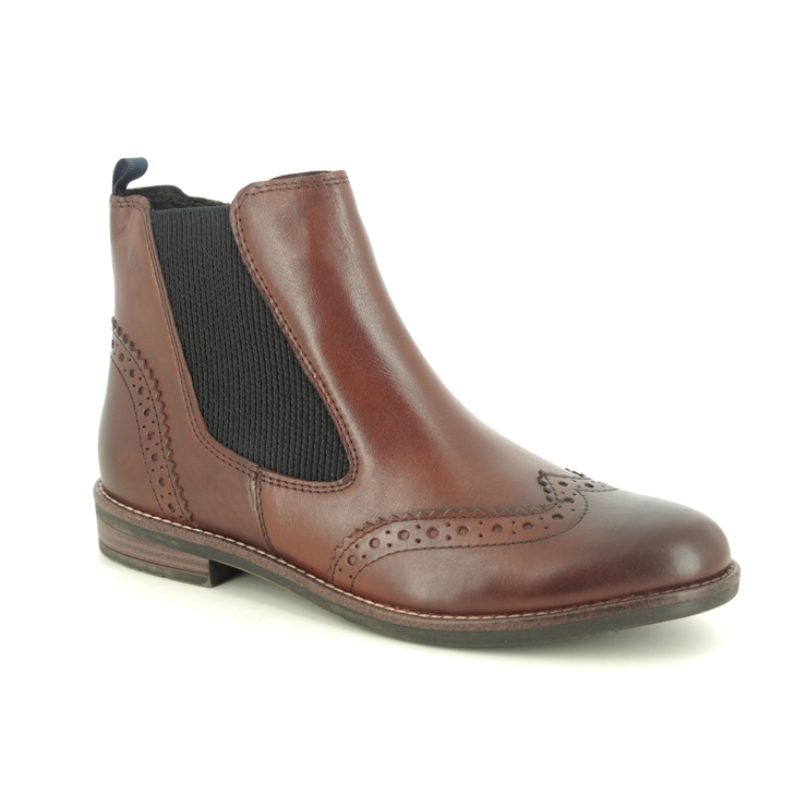Marco Tozzi Tan Leather Chelsea Boots