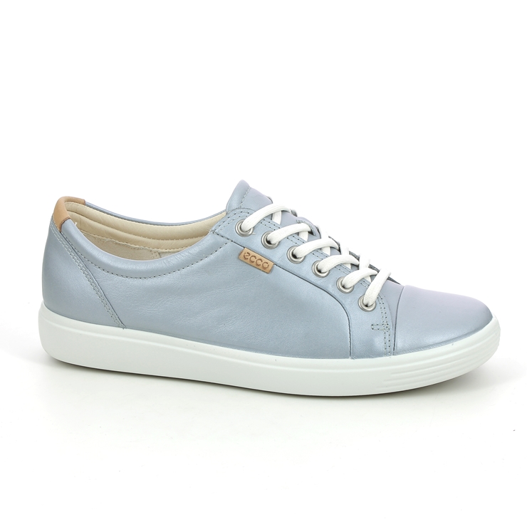 ECCO Soft 7 Lace Silver Leather Trainers