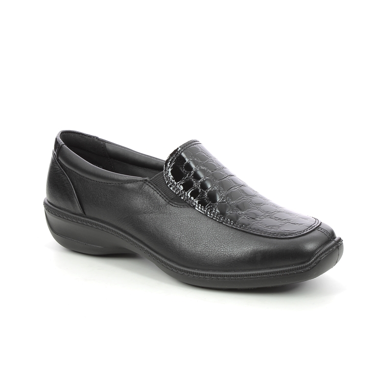 Hotter Calypso 2 Wide 9901-30 Black leather Comfort Slip On Shoes