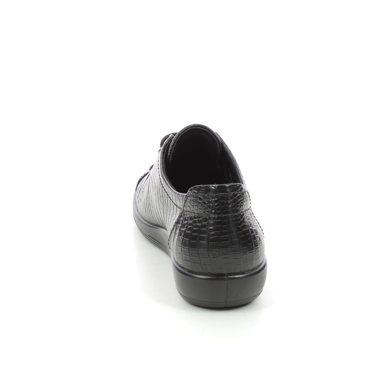 ECCO Soft 2.0 206503-21001 Black croc lacing shoes