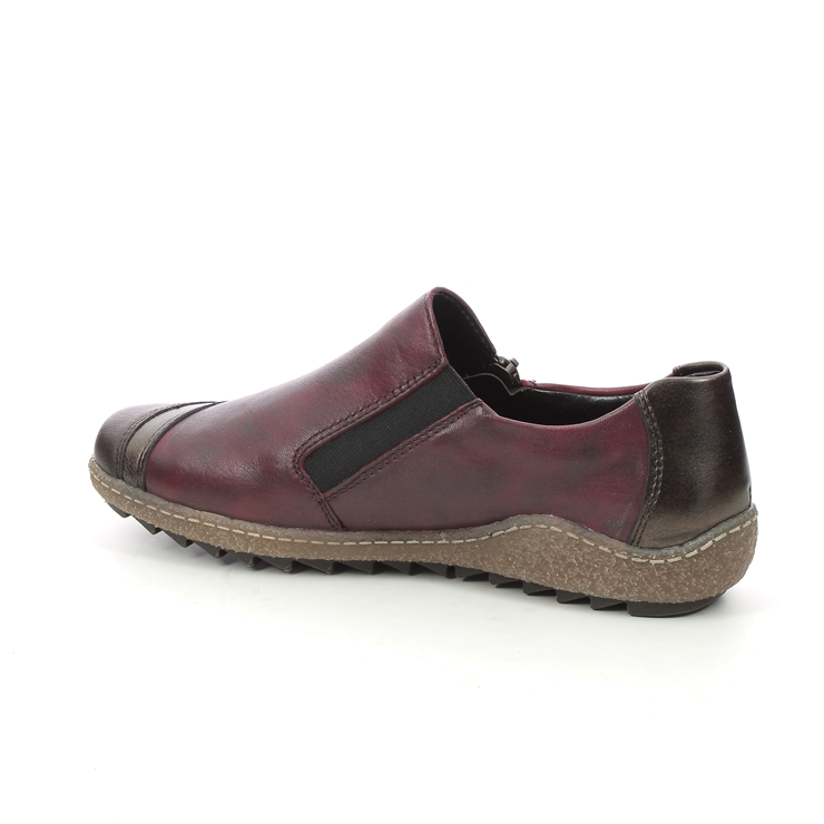 Rieker L7571-25 Brown Wine Womens Comfort Slip On Shoes
