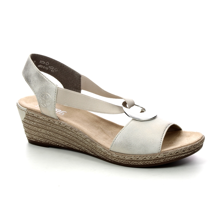 Rieker 624H6-60 Light Gold Womens Wedge Sandals