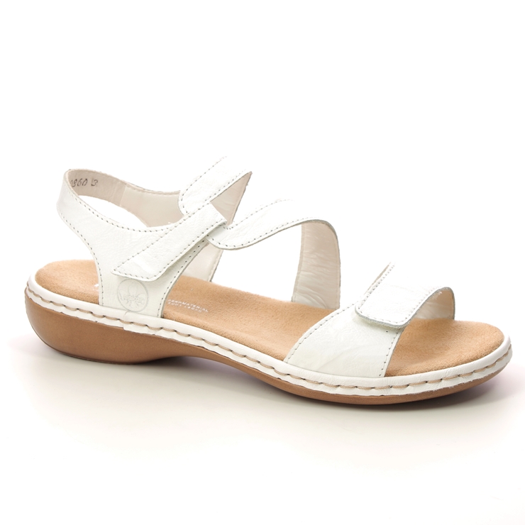 Rieker 659C7-80 WHITE LEATHER Womens Comfortable Sandals