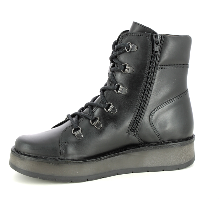 Fly London Roxy Ravi P211094-000 Black leather Lace Up Boots