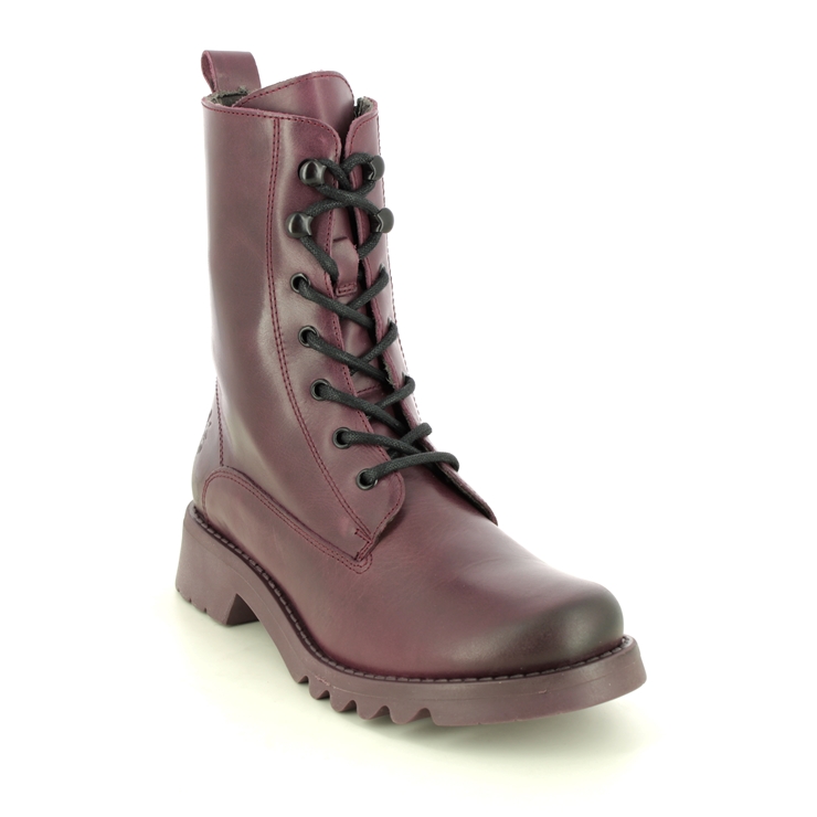 Fly London Reid Ronin P144893-001 Purple Leather Lace Up Boots