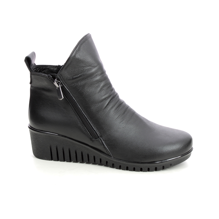 Lotus Cordelia Ceraso Black leather Womens Wedge Boots