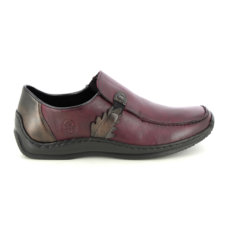 Rieker L1759-30 Wine leather Comfort Slip On Shoes