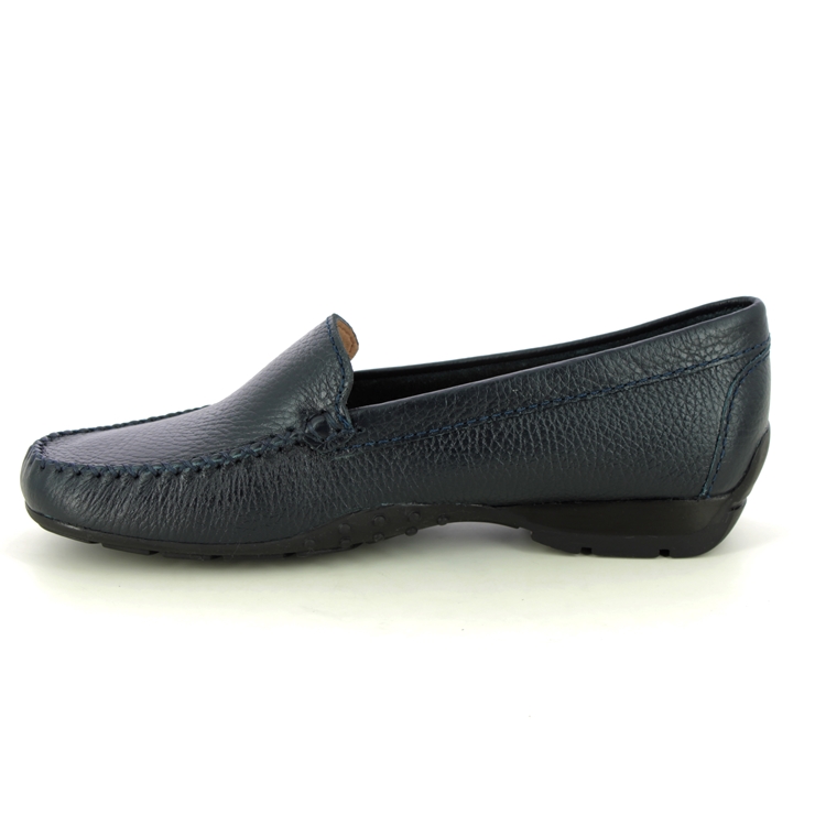 Begg Exclusive Sunday Wide Fit Navy leather Womens loafers 40539-72