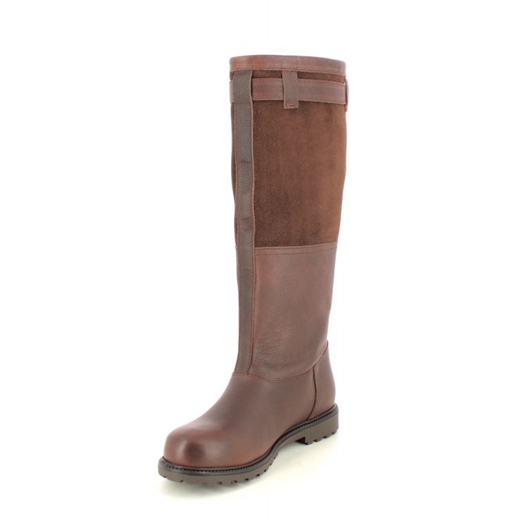 Barbour Acorn Tex Waterproof Brown leather Womens knee-high boots ...
