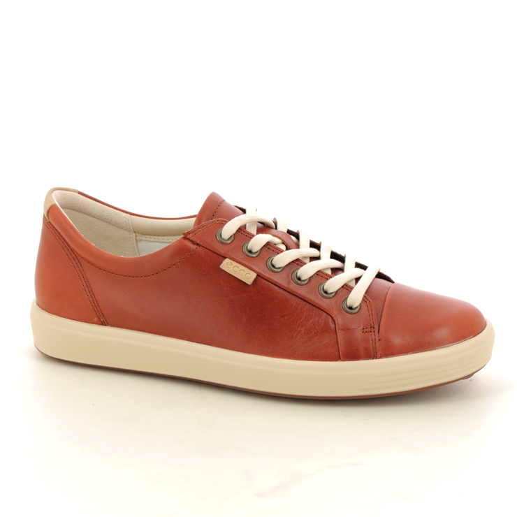bold metan Certifikat ECCO Soft 7 Lace Tan Leather Womens trainers 430003-01053