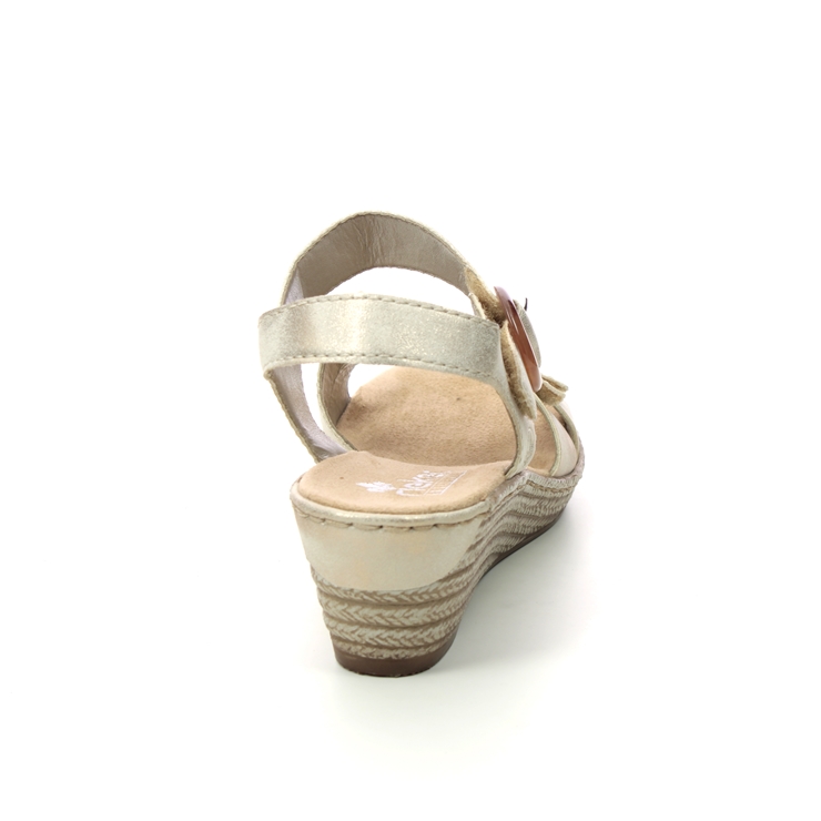 Rieker 62487-60 Light Gold Womens Wedge Sandals