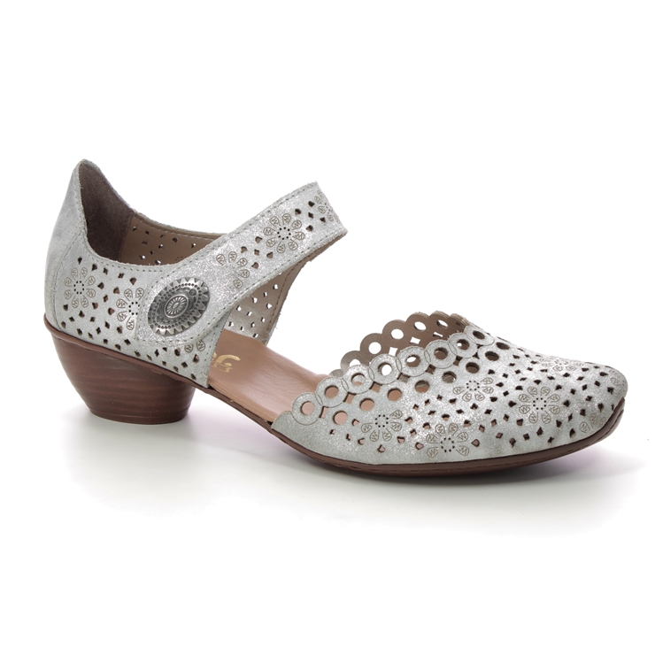 Rieker 43753-90 Silver Womens Comfort Slip On Shoes