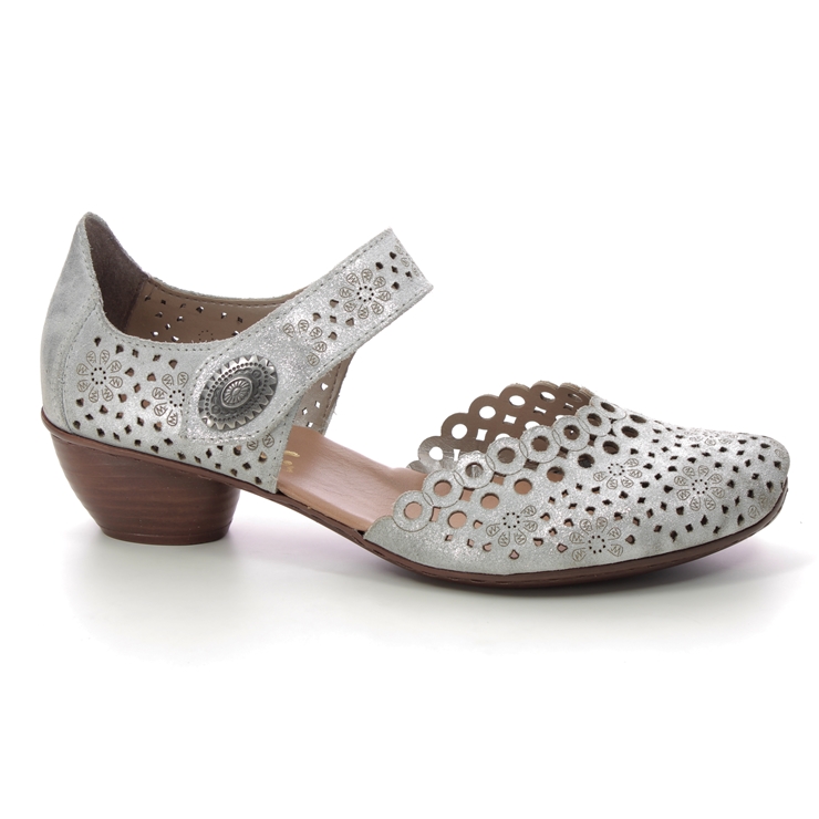Rieker 43753-90 Silver Womens Comfort Slip On Shoes
