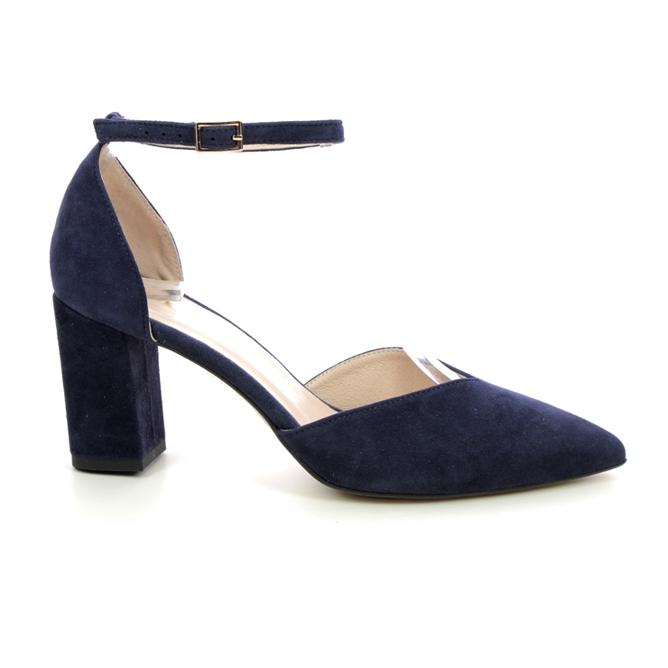 Begg Exclusive Gala Strap Navy suede Womens Court Shoes Z8028-896O