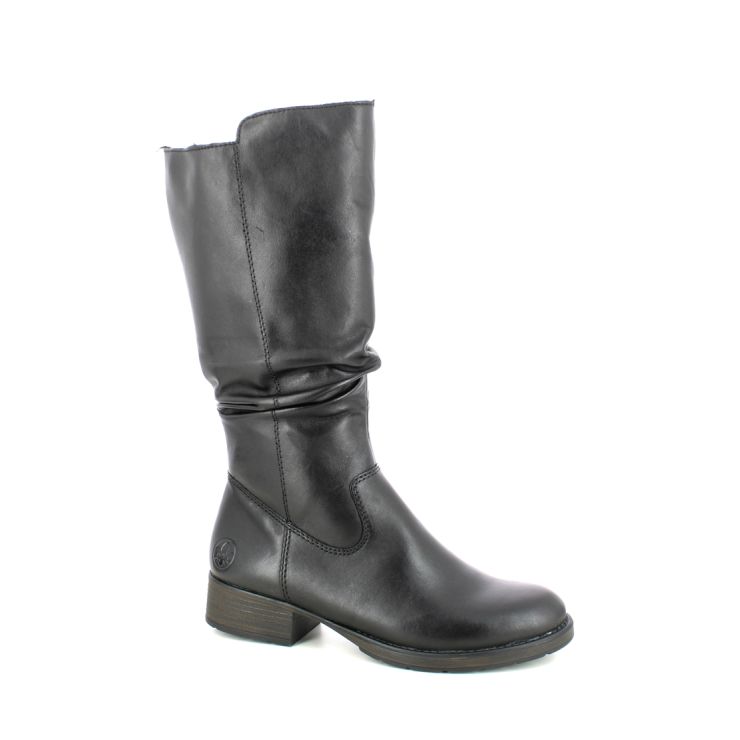 Rieker Z9563-00 Black leather Womens Mid Calf Boots