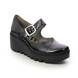Fly London Wedge Shoes - Black patent - P501428 BAXE   BLU LMJ