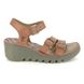 Fly London Wedge Sandals - Tan Leather - P501371 BYDE   BLU