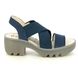 Fly London Wedge Sandals - BLUE LEATHER - P501502 TAJI THALIA