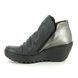 Fly London Wedge Boots - Black leather - P500505 YIP