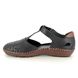 Rieker Closed Toe Sandals - Black leather - 44882-00 CINDI TBAR