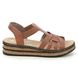 Rieker Wedge Sandals - Tan - 62918-22 LOTUR