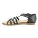 Rieker Flat Sandals - Black - 64288-01 YORBACK