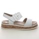 Rieker Flat Sandals - WHITE LEATHER - W0800-80 BARSA EVO