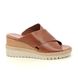 Tamaris Slide Sandals - Tan Leather - 27223/28/444 ALISA  WEDGE
