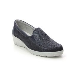 Begg Exclusive Comfort Slip On Shoes - Navy Patent Suede - 076679XX HELLICA 20 EXTRA WIDE