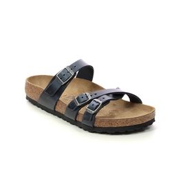 Birkenstock Slide Sandals - Navy leather - 1015932/ FRANCA