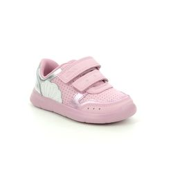 Clarks Girls Trainers - Pink Leather - 588096F ATH SHELL T
