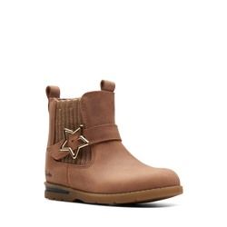 Clarks Infant Girls Boots - Tan Leather  - 748946F DABI STAR T