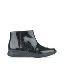 clarks black patent ankle boots