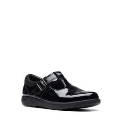 Clarks Girls Shoes - Black patent - 753076F JAZZY TAP T BAR