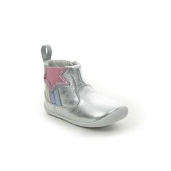Clarks First and Baby Shoes - Silver Leather - 521857G ROAMER FLASH T