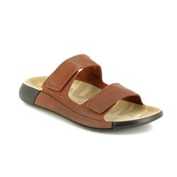 ECCO Slide Sandals - Brown leather - 206823/02658 COZMO  WOMENS VELCRO