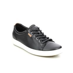 ECCO Trainers - Black leather - 430003/01001 SOFT 7 LACE