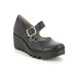 Fly London Wedge Shoes  - Black leather - P501428 BAXE   BLU LMJ