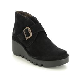 Fly London Wedge Boots - Black Suede - P501397 BIRT   BLU