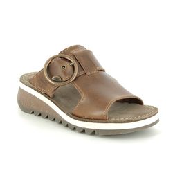 Fly London Wedge Sandals - Camel - P144590 TUTE 2