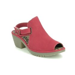 Fly London Wedge Sandals - Red nubuck - P501137 WENA