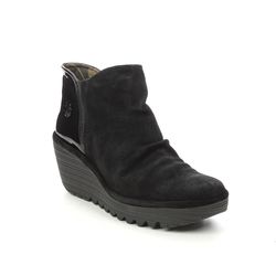 Fly London Wedge Boots - Black Suede - P501266 YAMY   YELLOW
